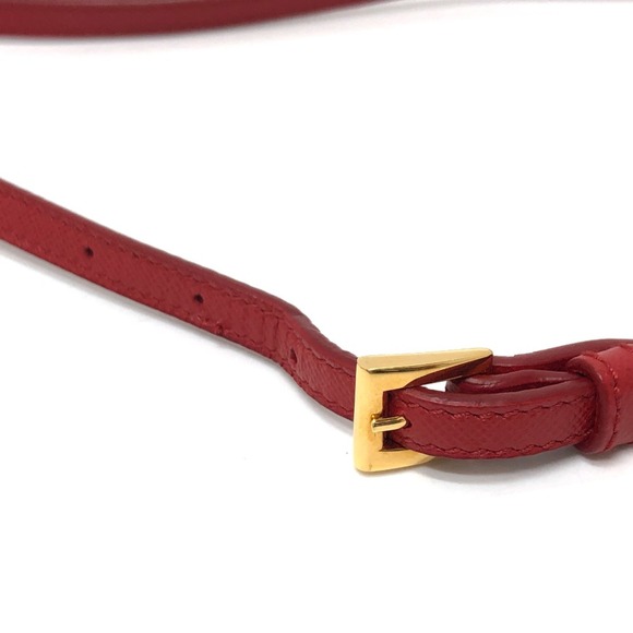 PRADA triangle logo triangle logo plate Crossbody Pochette Shoulder Bag Red - Picture 12 of 14